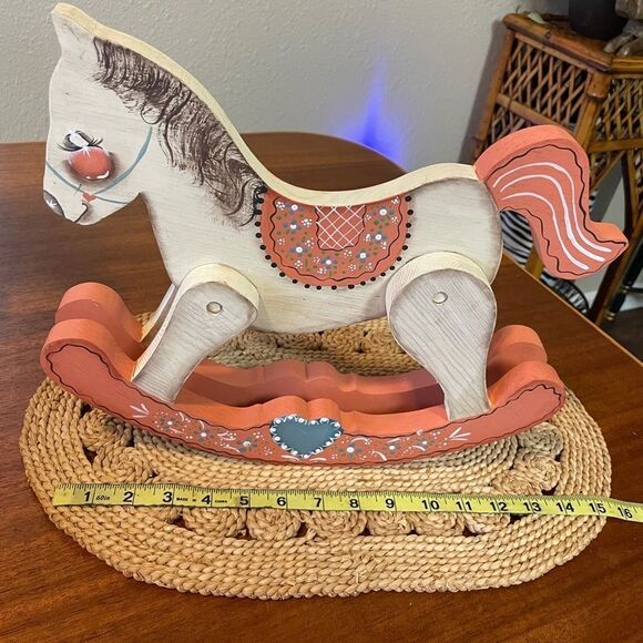 Vintage Full Art Wooden Rocking Horse Hand Painted and Finished on One Side - Picture 11 of 14